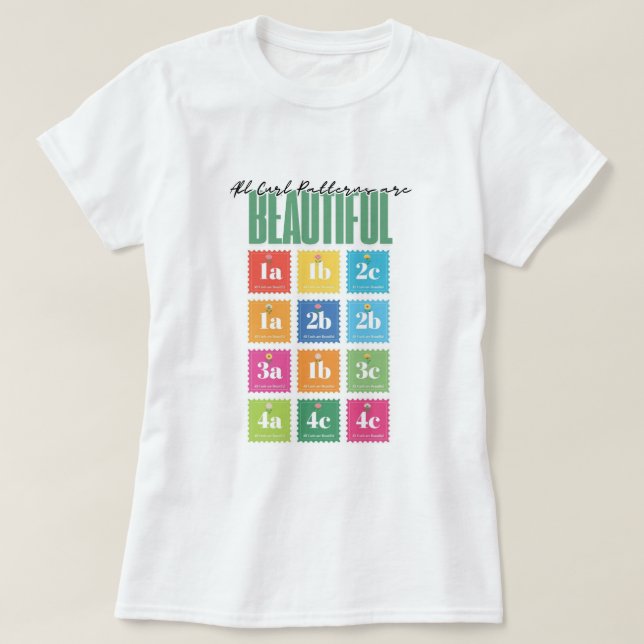 "All Hair Types are Beautiful" Curl Pattern Tee (Design Front)