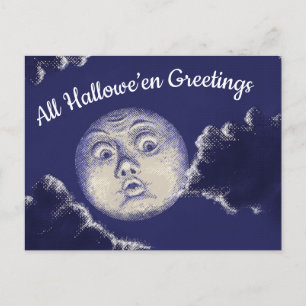 All Hallowe’en Greetings Vintage Moon Postcard