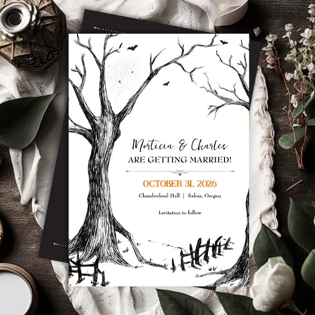 All Hallows Eve Halloween Tree Wedding Save The Date (Creator Uploaded)