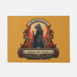 All Hallow's Eve Witches Be Crazy Quote Halloween Doormat