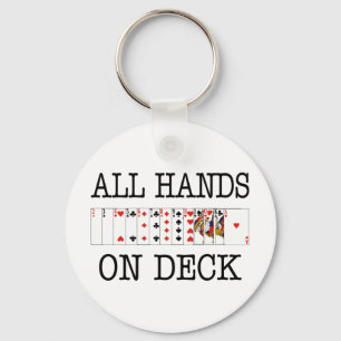 All Hands On Deck Playing Cards Keychain