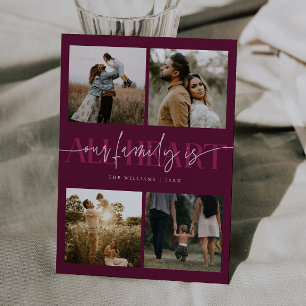 All Heart Cranberry Multi Photo Valentines Day Holiday Card