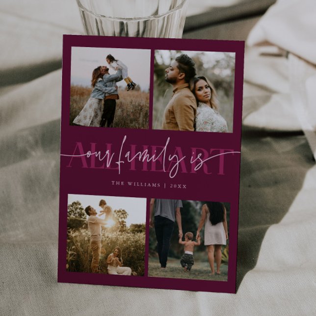 All Heart Cranberry Multi Photo Valentines Day  Holiday Card (Creator Uploaded)