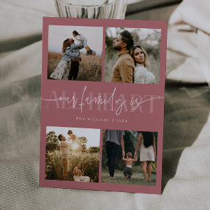 All Heart Pink Multi Photo Valentines Day Holiday Card