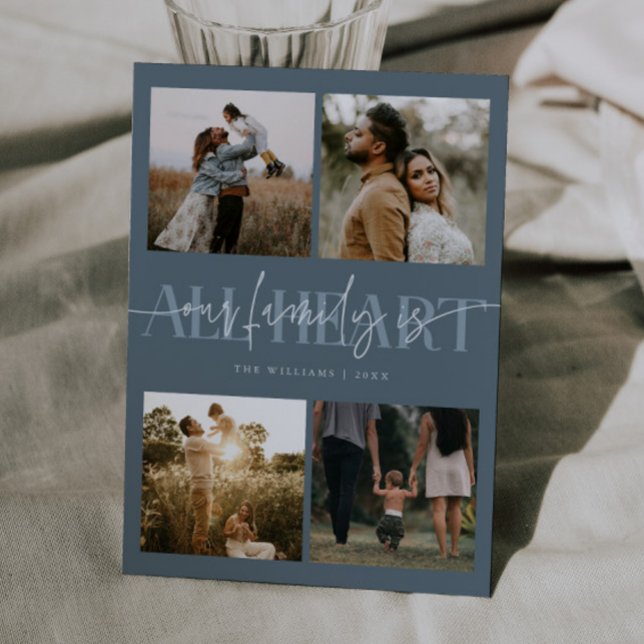 All Heart Slate Blue Photo Valentines Day  Holiday Card (Creator Uploaded)