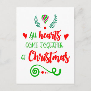All Hearts Come Together At Christmas Holiday, ZSG Holiday Postcard