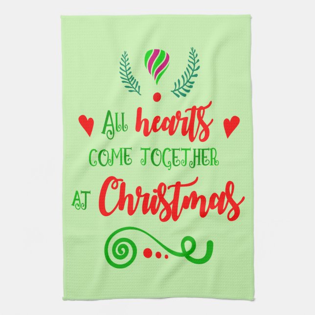All Hearts Come Together At Christmas Holiday, ZSG Kitchen Towel (Vertical)