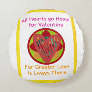 All Hearts go home double sided Round Pillow
