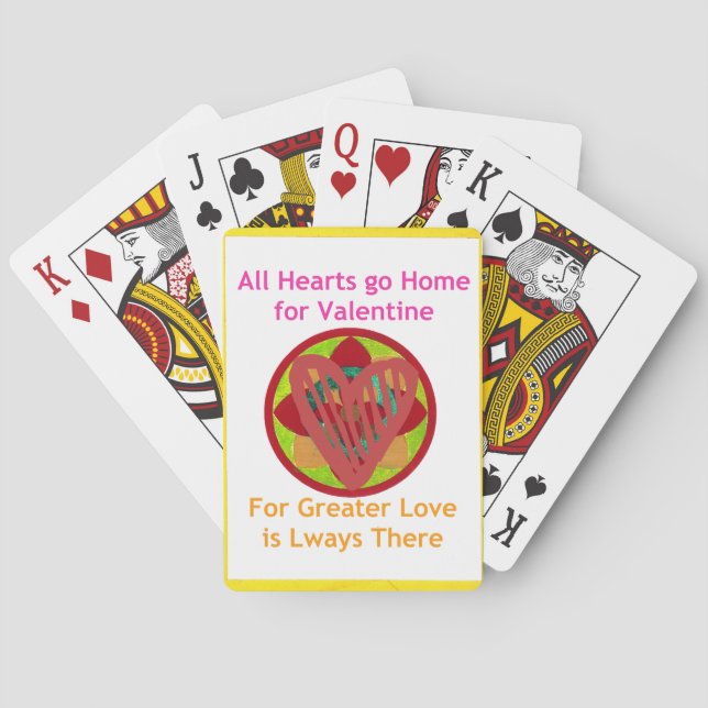 All Hearts Go Home for Valentine Art Print Playing Cards (Back)