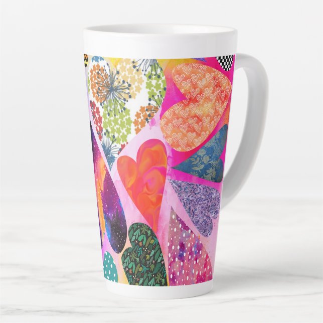 All Hearts Multi Patterns and Colours Big Hot Mug (Right Angle)