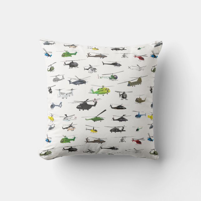 All Helicopters Throw Pillow (Front)