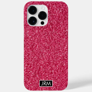 All Hot Pink Glitter Sugar Shiny Custom Monogram Case-Mate iPhone 14 Pro Max Case