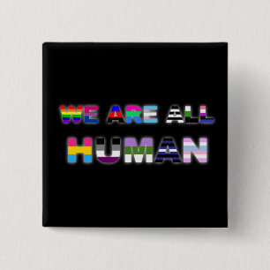 All Human Black 2 Inch Square Button