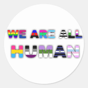 All Human White Classic Round Sticker