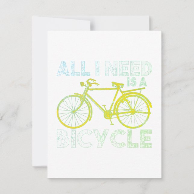 All I Need Is A Bicycle Distressed Cycling Biking  Thank You Card (Front)