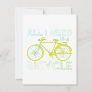 All I Need Is A Bicycle Distressed Cycling Biking  Thank You Card