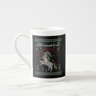 All I Need Is A Magical Christmas, Unicorn Christm Bone China Mug