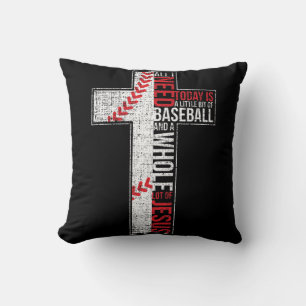 All I Need Is Baseball & Jesus Christian Cross Fai Throw Pillow