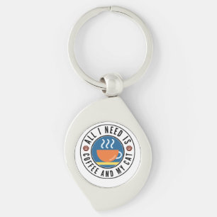 All I Need Is Coffee And My Cat Keychain