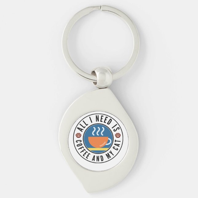 All I Need Is Coffee And My Cat Keychain (Front)