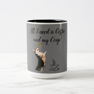All I Need is Coffee and My Corgi Two-Tone Coffee Mug