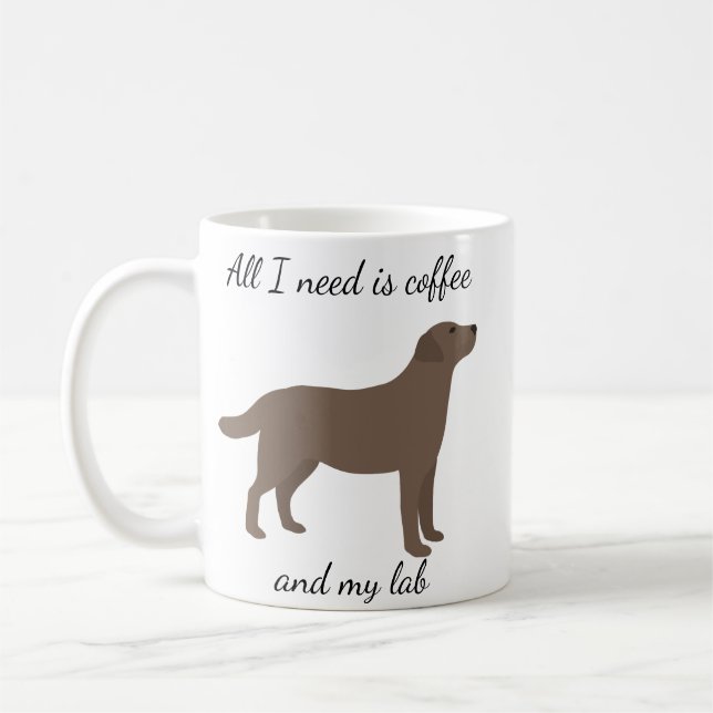 All I Need is Coffee and My Lab Chocolate Coffee Mug (Left)