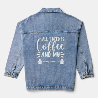 All I Need Is Coffee And My Norwegian Forest Cat Denim Jacket