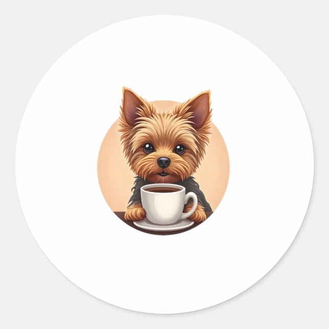 All I Need is Coffee and My Yorkie Classic Round Sticker (Front)