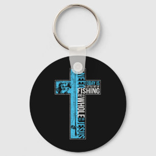 All I Need Is Fishing And Jesus Christian Cross Fi Keychain