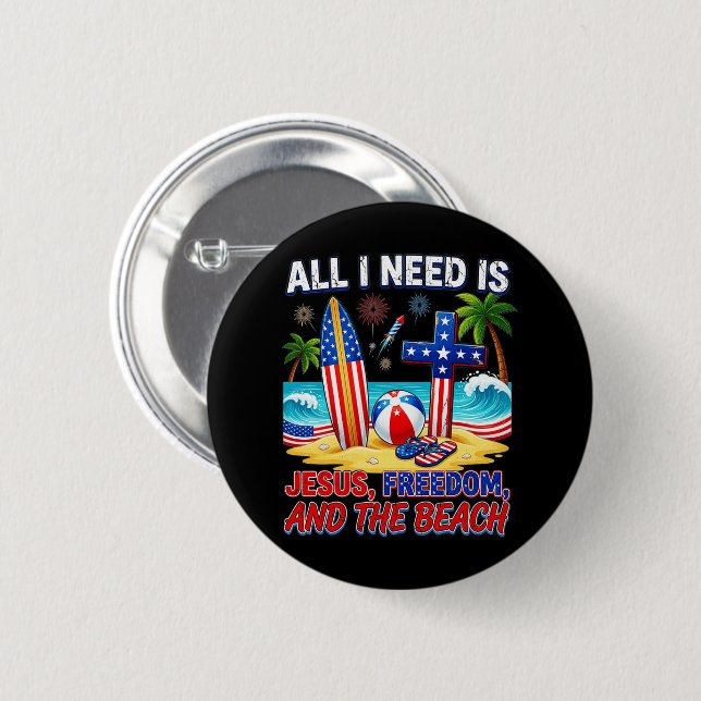 ALL I NEED IS JESUS 2 INCH ROUND BUTTON (Front & Back)