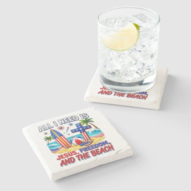 ALL I NEED IS JESUS STONE COASTER (Side)