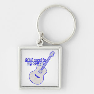 All i need is my guitar. motivational words keychain