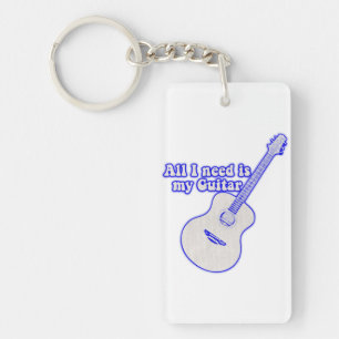 All i need is my guitar. motivational words keychain