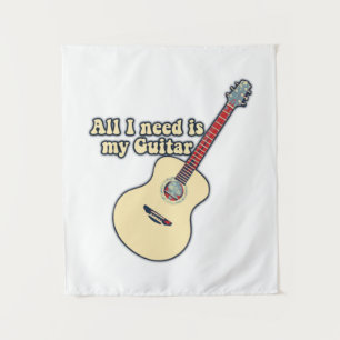All i need is my guitar. positive words. vintage tapestry