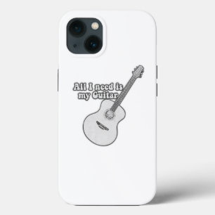 All i need is my guitar. vintage black and white iPhone 13 case