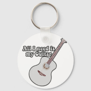 All i need is my guitar. vintage positive quote keychain
