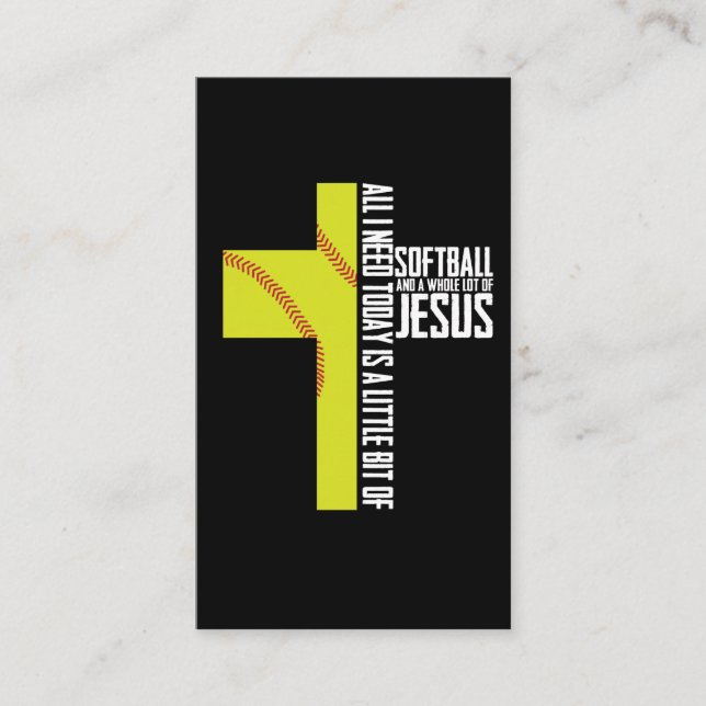 All I Need is Softball and Jesus Gift Business Card (Front)