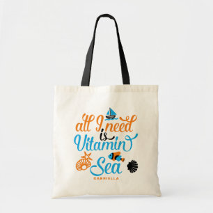 All I Need is Vitamin Sea Summer Pun Personalized Tote Bag