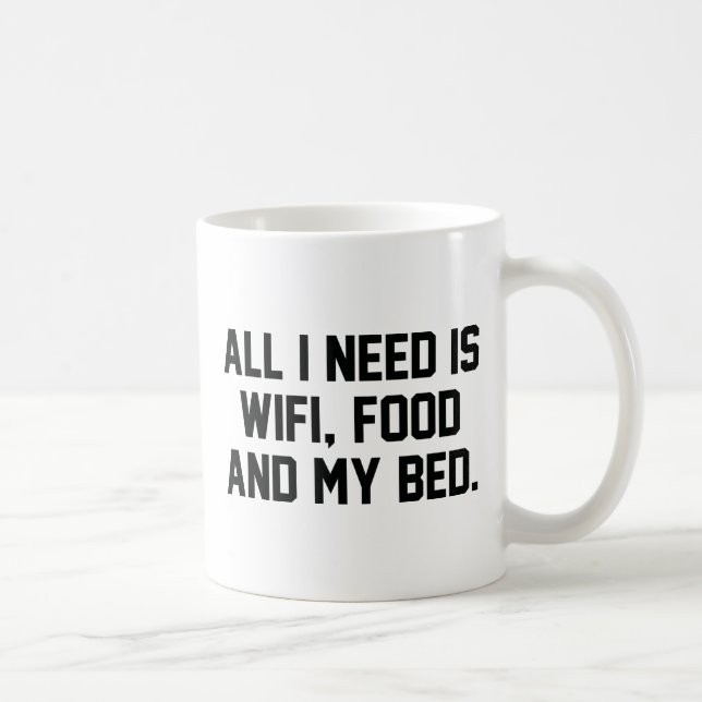 All I Need Is Wifi, Food And My Bed Coffee Mug (Right)