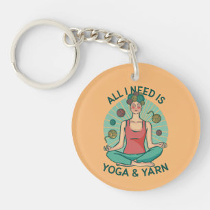 All I need is Yoga and Yarne Phrase Keychain