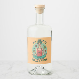 All I need is Yoga and Yarne Phrase Liquor Bottle Label