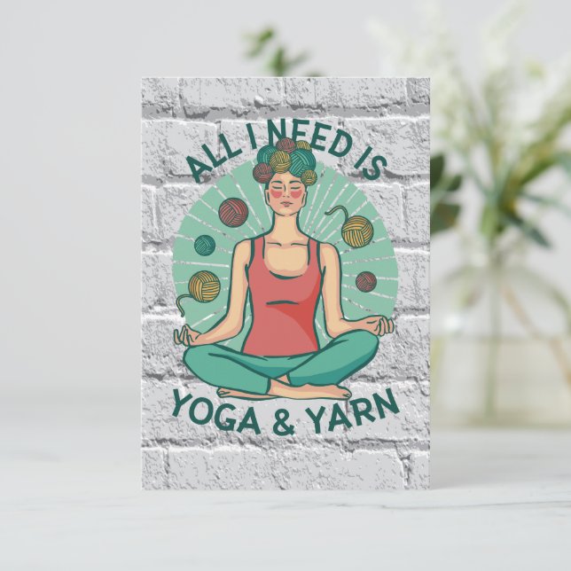 All I need is Yoga and Yarne Phrase Thank You Card (Standing Front)