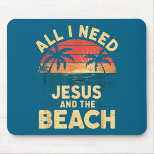 All I Need Jesus And The Beach Funny Christian Sun Mouse Pad