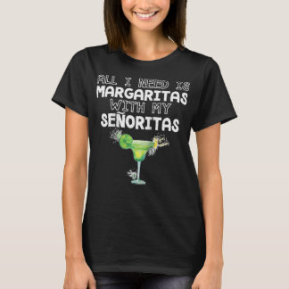 All I Need Margaritas With My Senoritas Raglan Bas T-Shirt