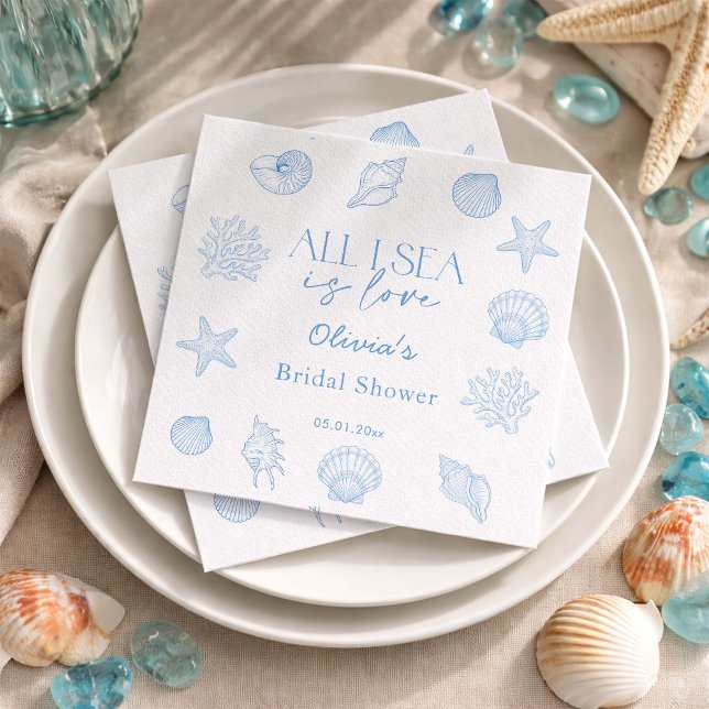 All I Sea Is Love Bridal Shower  Napkin (Creator Uploaded)