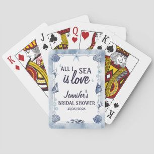  all I Sea Is Love Bridal Shower Watercolor Seashe Playing Cards
