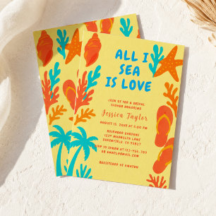 All I Sea Is Love Coastal Boho Bridal Custom Invitation