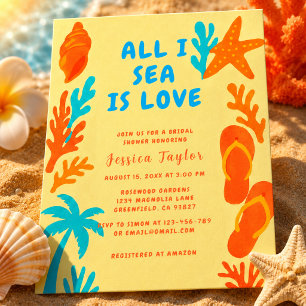 All I Sea Is Love Coastal Boho Bridal Custom Invitation