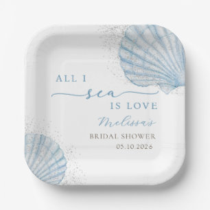 All I Sea Is Love Coastal Bridal Shower Paper Plate