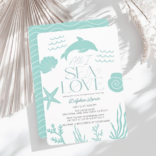 All I Sea is Love Dolphin Coastal Bridal Shower Invitation